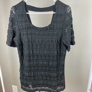 Alfani Top Short Sleeve Formal Black Stretchy XL